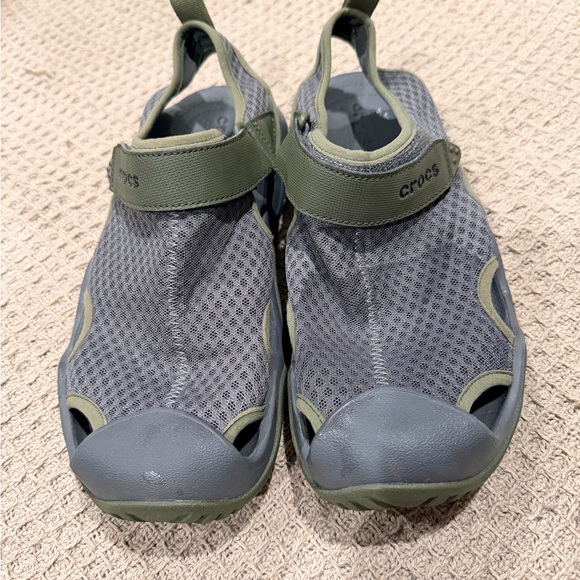 CROCS Olive and Charcoal Mesh Sandals - Picture 2 of 5